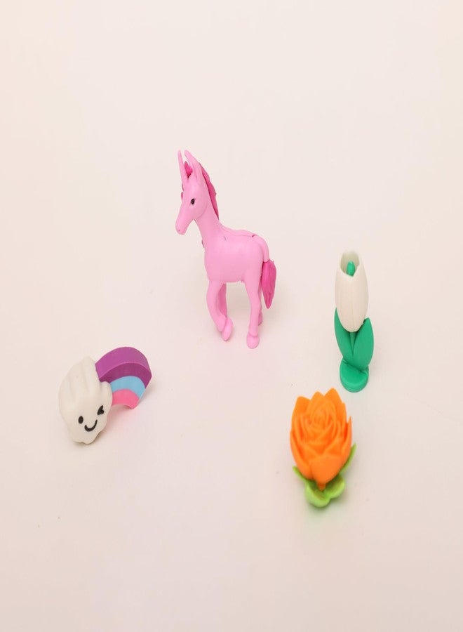 ILEARNNGROW 4 Pack Unicorn Eraser Set | Fun Colorful Cute Erasers for Kids School Supplies | Creative Stationery Learning Tool | Ideal Return Gift Choice - Image 2
